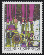 2320 Tod Von Hundertwasser Blue Blues Mehrf./lilapurpur 7 S ** Aus Block 15 - Neufs