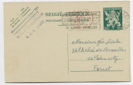 BELGIQUE ENTIER 50C LION CARTE POSTALE + EMA 25C BRUXELLES 1945 POUR FOREST - Postkarten 1934-1951