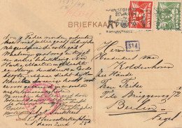 Pays Bas Carte Censurée Pour L'Allemagne 1944 - Postal History