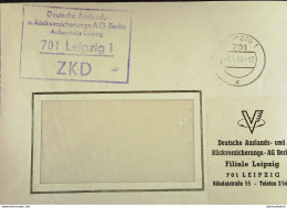 Fern-Brief Mit ZKD-Kastenstpl "Deutsche Auslands- Und Rückversicherungs-AG Berlin Außenstelle 701 Leipzig" Vom 3.9.66 - Service Central De Courrier