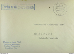 Orts-Brief Mit Viol. NfD-Stpl. Abs.: Ministerrat Der DDR Inspektion Erfurt Vom 22.1.79 An Interhotel "Erfurter Hof" - Covers & Documents