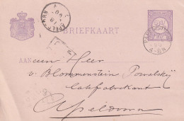 Briefkaart17 Jul 1890 Papendrecht (hulpkantoor Kleionrond) Naar Apeldoorn (kleinrond) - Marcofilia