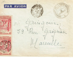 127 X 2 Sur Lettre Par Avion De Bouake Du 13-6-1942 Pour Marseille Cachet Régiment De La Cote D'Ivoire - Covers & Documents