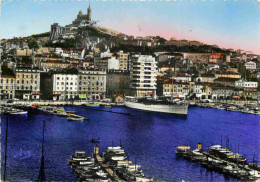 13 - Marseille - Le Port Et Notre-Dame De La Garde - Bateaux - Mention Photographie Véritable - Carte Dentelée - CPSM Gr - Joliette, Zone Portuaire