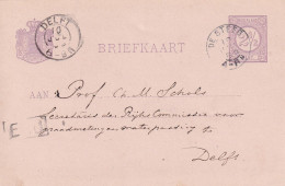 Briefkaart 10 Jul 1889 De Steeg (hulpkantoor Kleinrond) Naar Delft (kleinrond) - Storia Postale