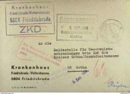 Fern-Brief Mit ZKD-Kastenstempel "Krankenhaus Friedrichroda-Waltershausen 5804 Friedrichroda" Vom 4.9.69 Nach Gotha - Central Mail Service