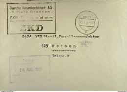 Fern-Brief Mit ZKD-Kastenstempel "Deutsche Aussenhandelsbank AG -Filiale Dresden- 801 Dresden" Vom 25.8.66 Nach Meissen - Servicio Central De Correos