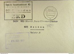 Fern-Brief Mit ZKD-Kastenstempel "Deutsche Aussenhandelsbank AG -Filiale Dresden- 801 Dresden" Vom 25.8.66 Nach Meissen - Zentraler Kurierdienst