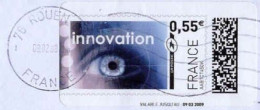 France Vignette Obl (5011) Innovation (TB Cachet à Date) Rouen 9-2-09 Sur Fragment - 2010-... Abgebildete Automatenmarke