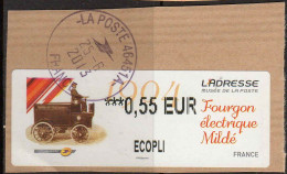 France Lisa Obl 2000 Fourgon électrique Mildé 1904 (TB Cachet à Date) ***0,55 EUR Sur Fragment - 2010-... Abgebildete Automatenmarke
