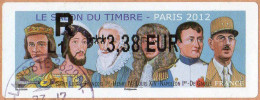 France Lisa Obl (1109) Le Salon Du Timbre Paris 2012 (TB Cachet Rond) L1***3,38 EUR Sur Fragment - 2010-... Abgebildete Automatenmarke