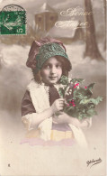 FETES ET VOEUX - Nouvel An - Une Petite Fille Tenant Un Bouquet De Houx - Colorisé - Carte Postale Ancienne - Nouvel An