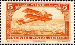 Maroc (Prot.Fr) Avion N** Yv:  1 Mi:38 Biplan Sur Casablanca - Aéreo