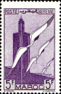 Maroc (Prot.Fr) Avion N* Yv: 48 Mi:181 Minaret De Chella Cigognes (points De Rouille) - Airmail