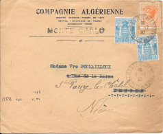 1930 Sur Lettre  COMPAGNIE ALGÉRIENNE  MONTE-CARLO - Cartas & Documentos