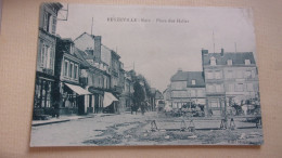 27 EURE BEUZEVILLE  PLACE DES HALLES  EDIT MEULEN 1928 - Otros & Sin Clasificación