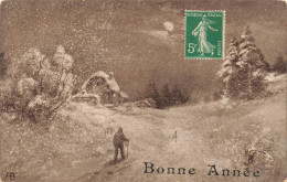 FETES ET VOEUX - Nouvel An - Une Marche Dans Une Tempête Neige - Carte Postale Ancienne - Nouvel An