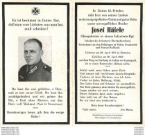 MEMENTO AVIS DE DECES SOLDAT ALLEMAND JOSEF  HAFELE MORT LE 20 AVRIL 1942 - Décès