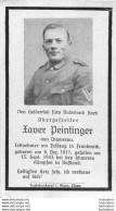 MEMENTO AVIS DE DECES SOLDAT ALLEMAND  XAVER PEINTINGER MORT LE 13 SEPTEMBRE 1943 - Décès