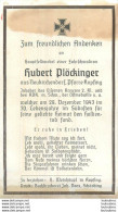 MEMENTO AVIS DE DECES SOLDAT ALLEMAND HUBERT PLOCKINGER MORT LE 29 DECEMBRE 1943 - Décès