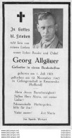 MEMENTO AVIS DE DECES SOLDAT ALLEMAND GEORG ALLGAUER MORT LE 12/11/1945 CAMP DE PRISONNIERS KAZANOWKA RUSSIE - Décès