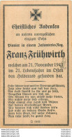 MEMENTO FAIRE PART DE DECES SOLDAT ALLEMAND FRANZ FRUHWIRTH MORT LE 21 NOVEMBRE 1943 - Décès