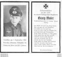 MEMENTO AVIS DE DECES SOLDAT ALLEMAND GEORG MAIER MORT LE 01 SEPTEMBRE 1942 - Décès