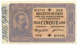 5 LIRE BIGLIETTO DI STATO EFFIGE UMBERTO I 01/03/1883 SPL - Regno D'Italia – Other