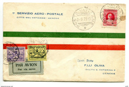 1° Volo (Vaticano) Roma Genova Del 2.8.29 - Marcofilía (Aviones)