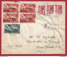 1957 ITALIA , Posta Aerea 126 + 135 (4) + N° 771 (3) Su Lettera Per New York - Sonstige & Ohne Zuordnung