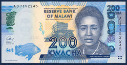 MALAWI 200 KWACHA P-60b Malawi Bank Lilongwe, Fish - Parliament Building 2013 UNC - Malawi