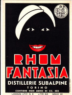 ETICHETTA LABEL RHUM FANTASIA DISTILLERIE SUBALPINE TORINO - Rum