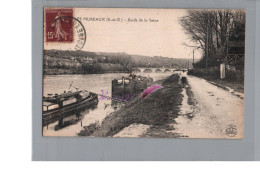 CPA - LES MUREAUX 78 - Les Bords De Seine Animé Homme En Vélo Bateau Péniche Boat  - Les Mureaux