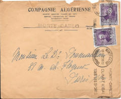 Sur Lettre De 1933 COMPAGNIE ALGÉRIENNE MONTE-CARLO - Lettres & Documents