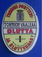 OLD BEER LABEL -  TORNION VAALEAA OLUTTA FINLAND D-0475 - Cerveza