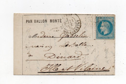 !!! BALLON MONTE LE GARIBALDI POUR DINARD - Guerre De 1870