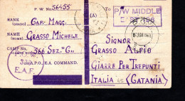 A.O.I. 1943, CAMPI DI PRIGIONIA, CARTOLINA POSTALE ITALIANA X TREPUNTI, CATANIA - Somalie