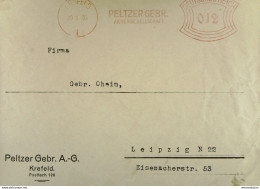 DR: Brief Mit AFS Deutsches Reich =012= KREFELD 29.8.33 "PELTZER GEBR. Aktiengesellschaft" Nach Leipzig -Großformat - Frankeermachines (EMA)