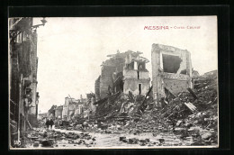 AK Messina, In Trümmern Liegende Gebäude Am Corso Cavour Nach Dem Erdbeben  - Rampen