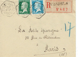 Tarifs Postaux France Du 25-03-1924 (20) Pasteur N° 171 15 C. + Pasteur N° 177 75 C. LR 1er 14-03-1925 - 1922-26 Pasteur