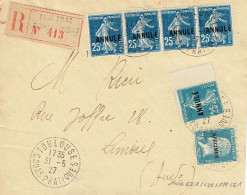 Tarifs Postaux France Du 25-03-1924 (30) Pasteur N°177 CI 75 C. CI + 25 C. CI Semeuse X 5  LR 3è Cours Pratique 31-05-27 - 1922-26 Pasteur