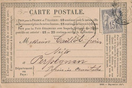 FRANCE - CARTE POSTALE A 15 C DEPART BOULOGNE SUR MER SAGE TYPE 1 - 1876-1878 Sage (Type I)