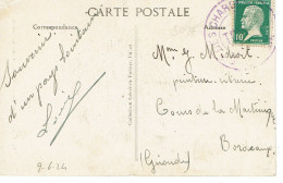Tarifs Postaux France Du 25-03-1924 (73) Pasteur N° 170 10 C. Chargeurs Réunis Carte Ostale  Inf. à 5 Mots 09-06-1924 - 1922-26 Pasteur