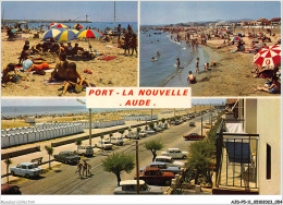 AJDP5-11-0502 - PORT LA NOUVELLE - La Très Belle Plage Et Le Boulevard De Mer Avec Ses Cabines  - Port La Nouvelle