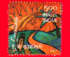 INDIA - Usato - 2007 - Francobolli Di Saluti - Strada Che Conduce Al Tramonto - 5.00 - Used Stamps