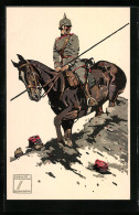 Künstler-AK Ludwig Hohlwein: Soldat Mit Lanze Zu Pferd Am Abhang  - Hohlwein, Ludwig