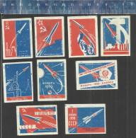 CONQUEST OF SPACE - ESPACE RUIMTEVAART RAUM ROCKETETC....USSR - URSS MATCHBOX LABELS RUSSIA 1959 - Boites D'allumettes - Etiquettes