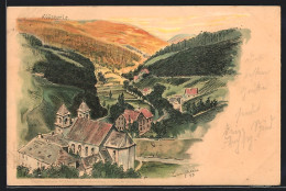 Lithographie Bad Rippoldsau-Schapbach, Panoramablick Mit Klösterle  - Bad Rippoldsau - Schapbach