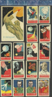 CONQUEST OF SPACE - SPUTNIK SPACE DOGS ROCKETS SATELLITES -  USSR URSS  SOUVENIR MATCHBOX LABELS 1963 - Matchbox Labels