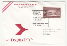 Austria 1971 Austrian Airlines DC-9 Wien Belgrad First Flight Cover B240401 - Otros (Aire)